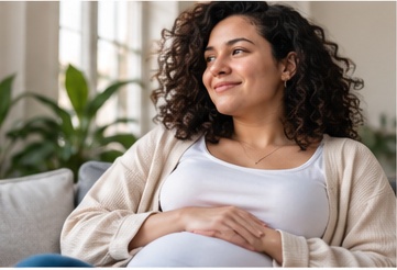 A person resting at home during pregnancy